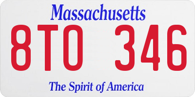 MA license plate 8TO346