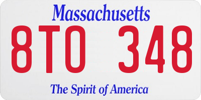 MA license plate 8TO348