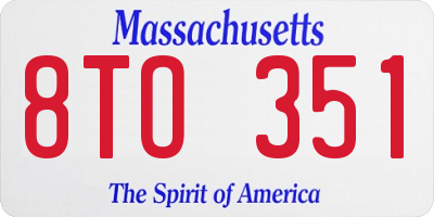 MA license plate 8TO351