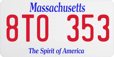 MA license plate 8TO353