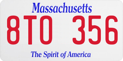 MA license plate 8TO356