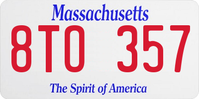 MA license plate 8TO357