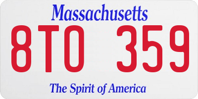 MA license plate 8TO359