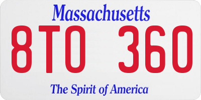 MA license plate 8TO360