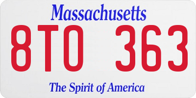 MA license plate 8TO363