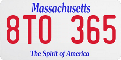 MA license plate 8TO365