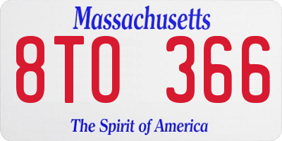 MA license plate 8TO366