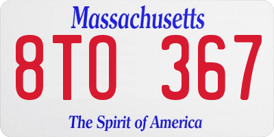 MA license plate 8TO367