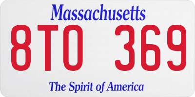 MA license plate 8TO369