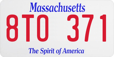 MA license plate 8TO371