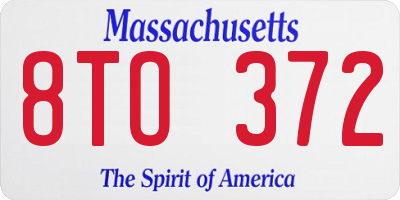 MA license plate 8TO372