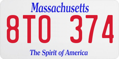 MA license plate 8TO374