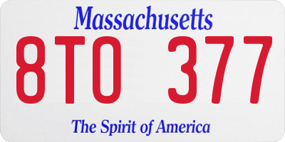 MA license plate 8TO377
