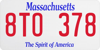 MA license plate 8TO378