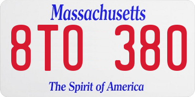 MA license plate 8TO380