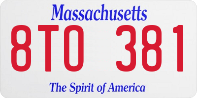 MA license plate 8TO381