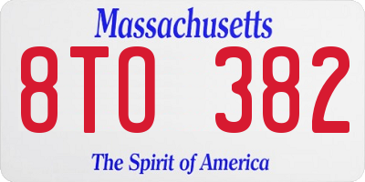 MA license plate 8TO382