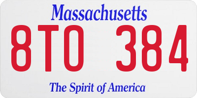 MA license plate 8TO384
