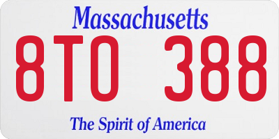 MA license plate 8TO388