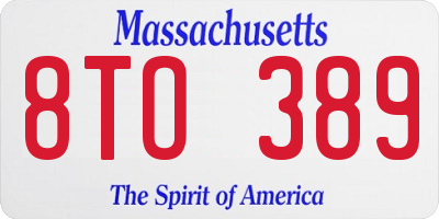 MA license plate 8TO389