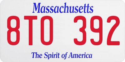 MA license plate 8TO392