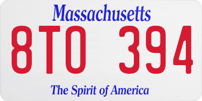 MA license plate 8TO394