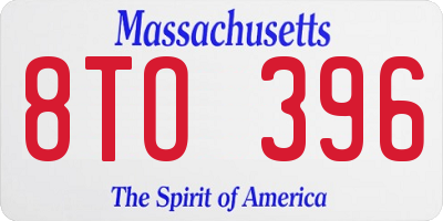 MA license plate 8TO396