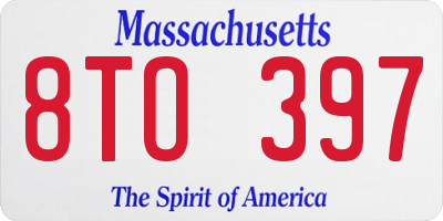 MA license plate 8TO397