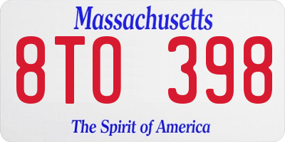 MA license plate 8TO398