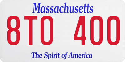MA license plate 8TO400