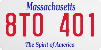 MA license plate 8TO401