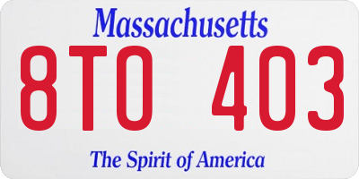 MA license plate 8TO403