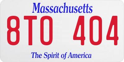 MA license plate 8TO404