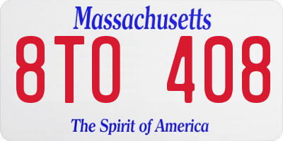 MA license plate 8TO408