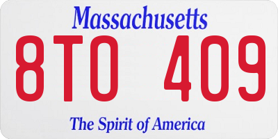 MA license plate 8TO409