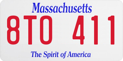 MA license plate 8TO411