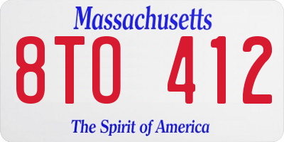 MA license plate 8TO412