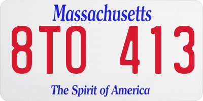 MA license plate 8TO413