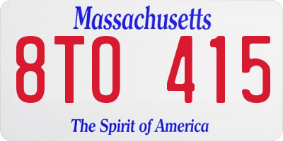 MA license plate 8TO415