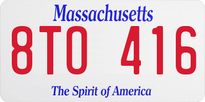 MA license plate 8TO416
