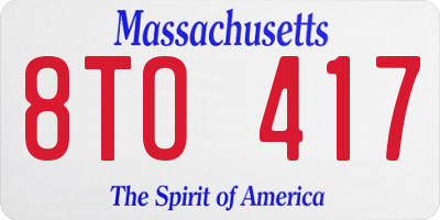 MA license plate 8TO417