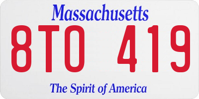 MA license plate 8TO419