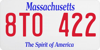 MA license plate 8TO422