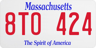 MA license plate 8TO424