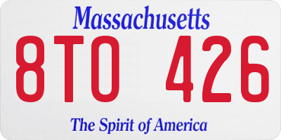 MA license plate 8TO426