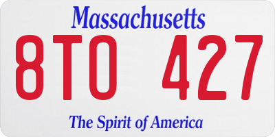 MA license plate 8TO427