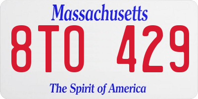 MA license plate 8TO429
