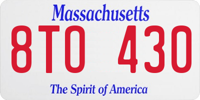 MA license plate 8TO430