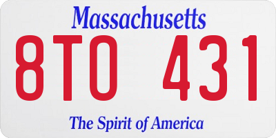 MA license plate 8TO431