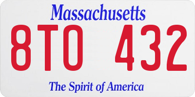 MA license plate 8TO432
